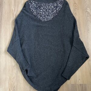 Armani Exchange Dark Gray V-Neck Sweater with Sequin Accent
